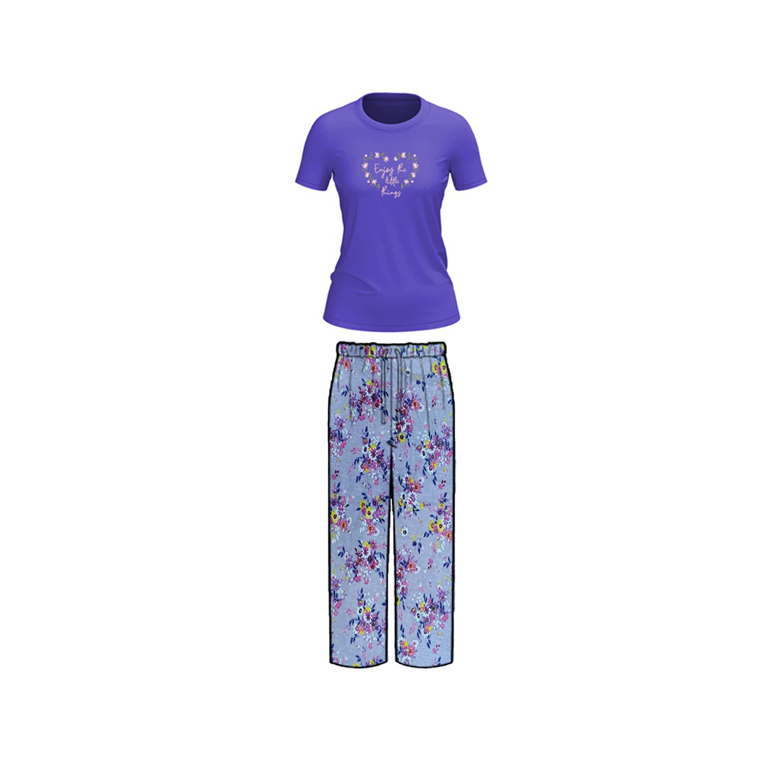 Belleza Crew Neck C/Jersey Pajama Set  0098-Multi