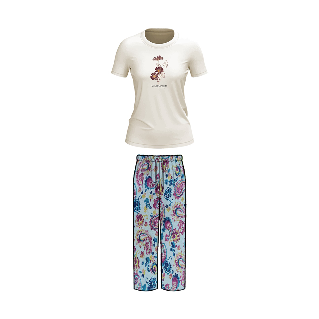 Belleza Crew Neck C/Jersey Pajama Set  0099-Multi