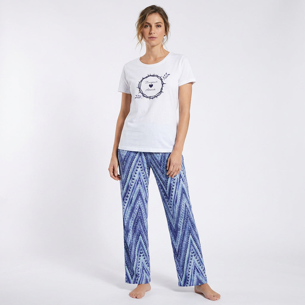Belleza Crew Neck C/Jersey Pajama Set  0103-Multi