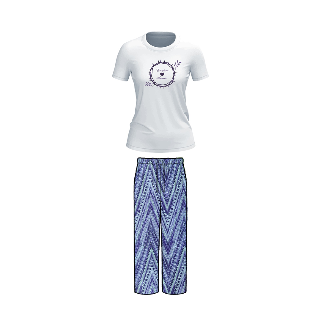 Belleza Crew Neck C/Jersey Pajama Set  0103-Multi