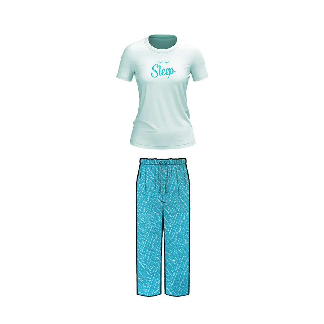 Crew Neck C/Jersey Pajama Set  0104-Multi