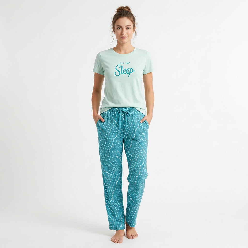 Crew Neck C/Jersey Pajama Set  0104-Multi
