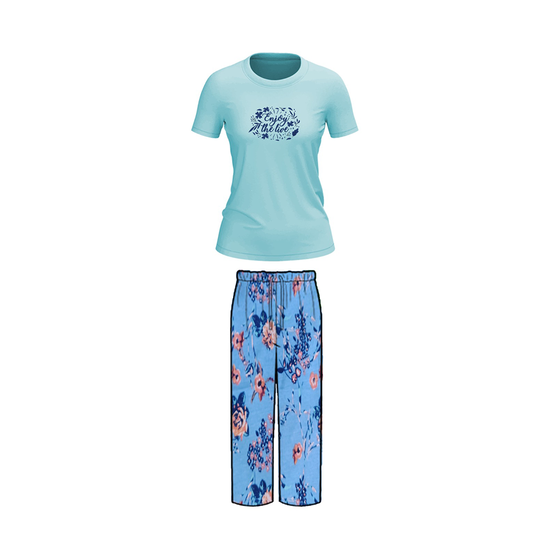 Crew Neck C/Jersey Pajama Set  0106-Multi