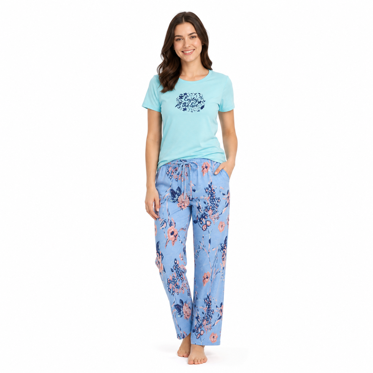 Crew Neck C/Jersey Pajama Set  0106-Multi
