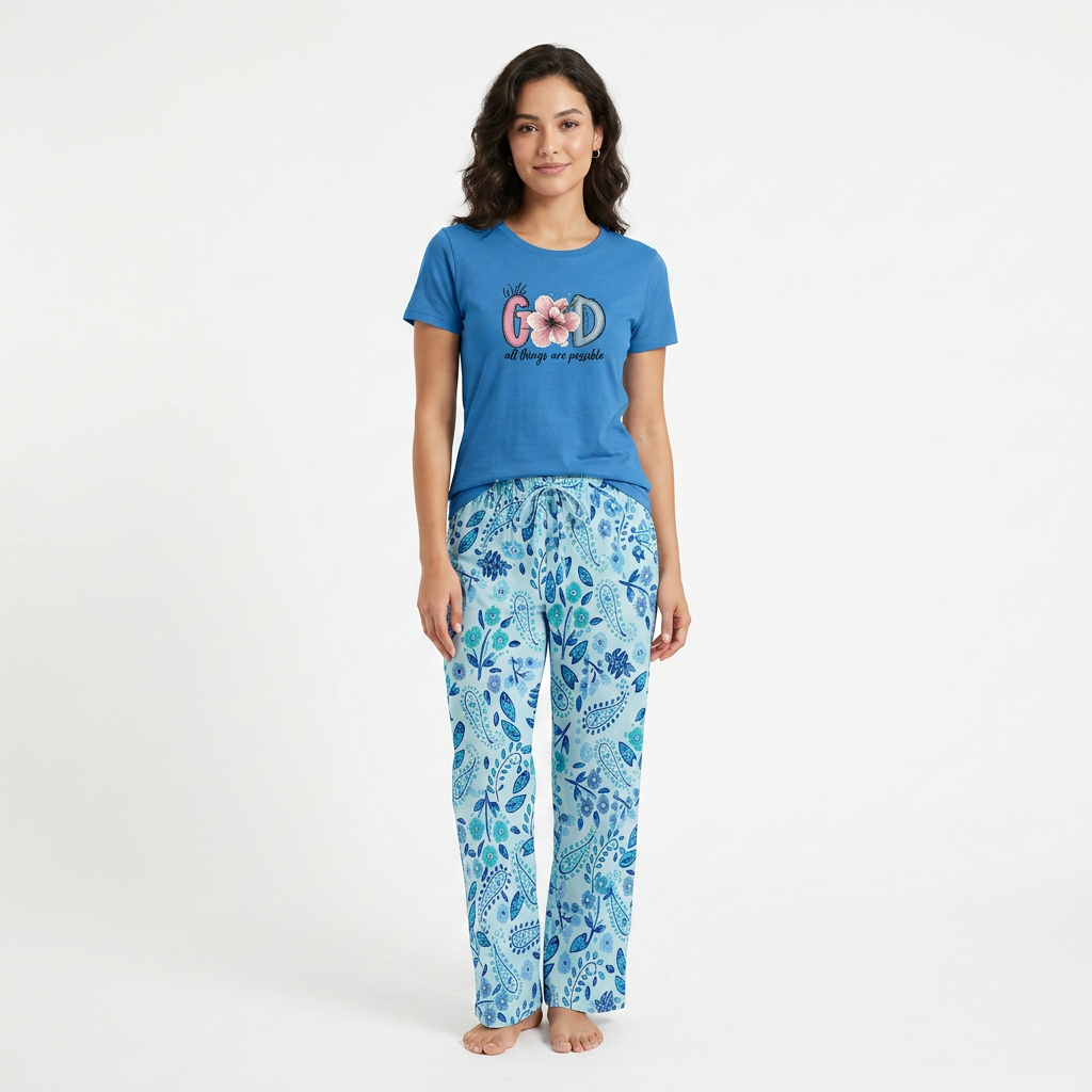 Crew Neck C/Jersey Pajama Set  0107-Multi