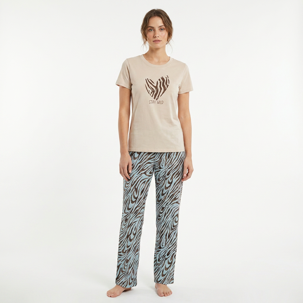 Crew Neck C/Jersey Pajama Set  0108-Multi