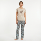 Crew Neck C/Jersey Pajama Set  0108-Multi Belleza Lingerie  