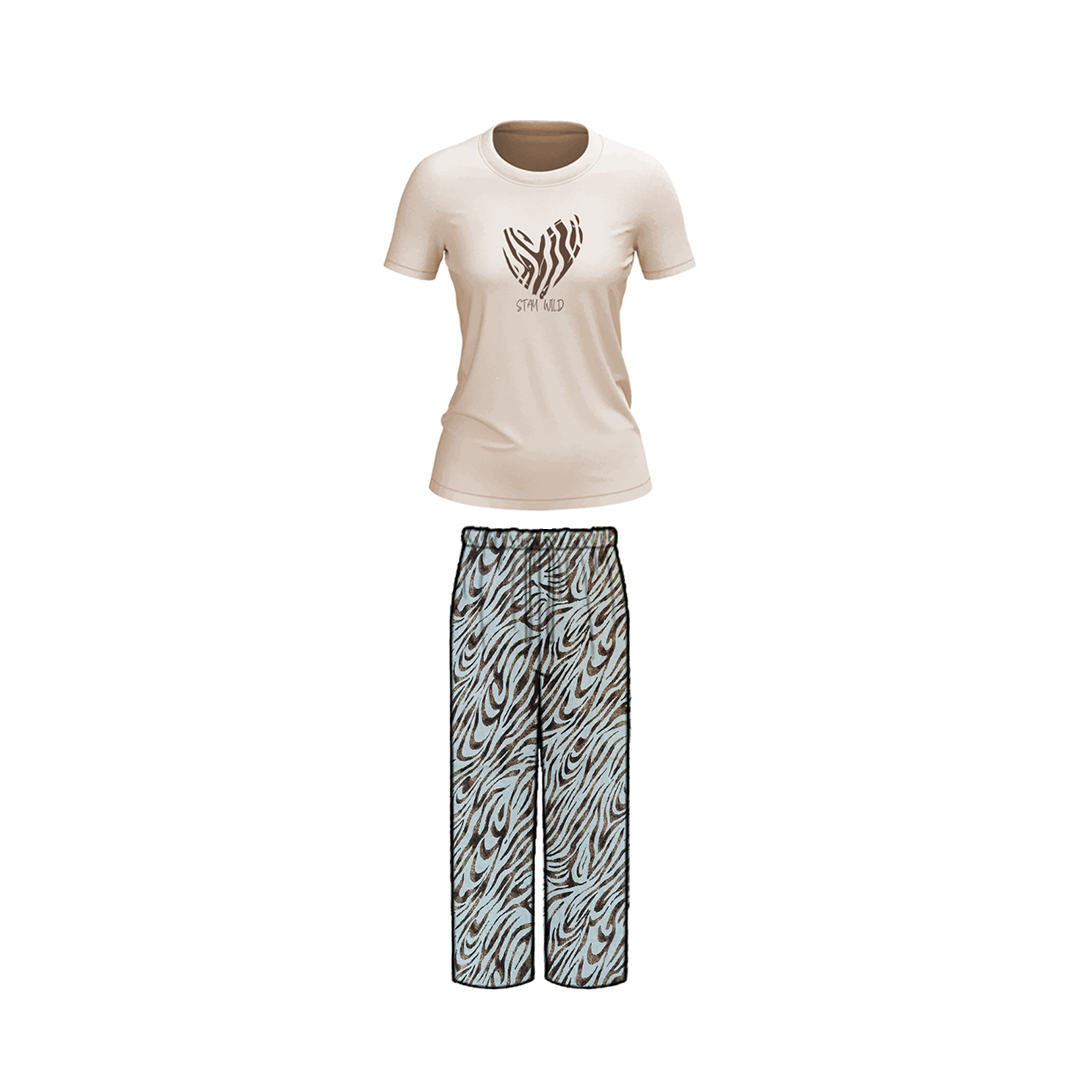 Belleza Crew Neck C/Jersey Pajama Set  0108-Multi