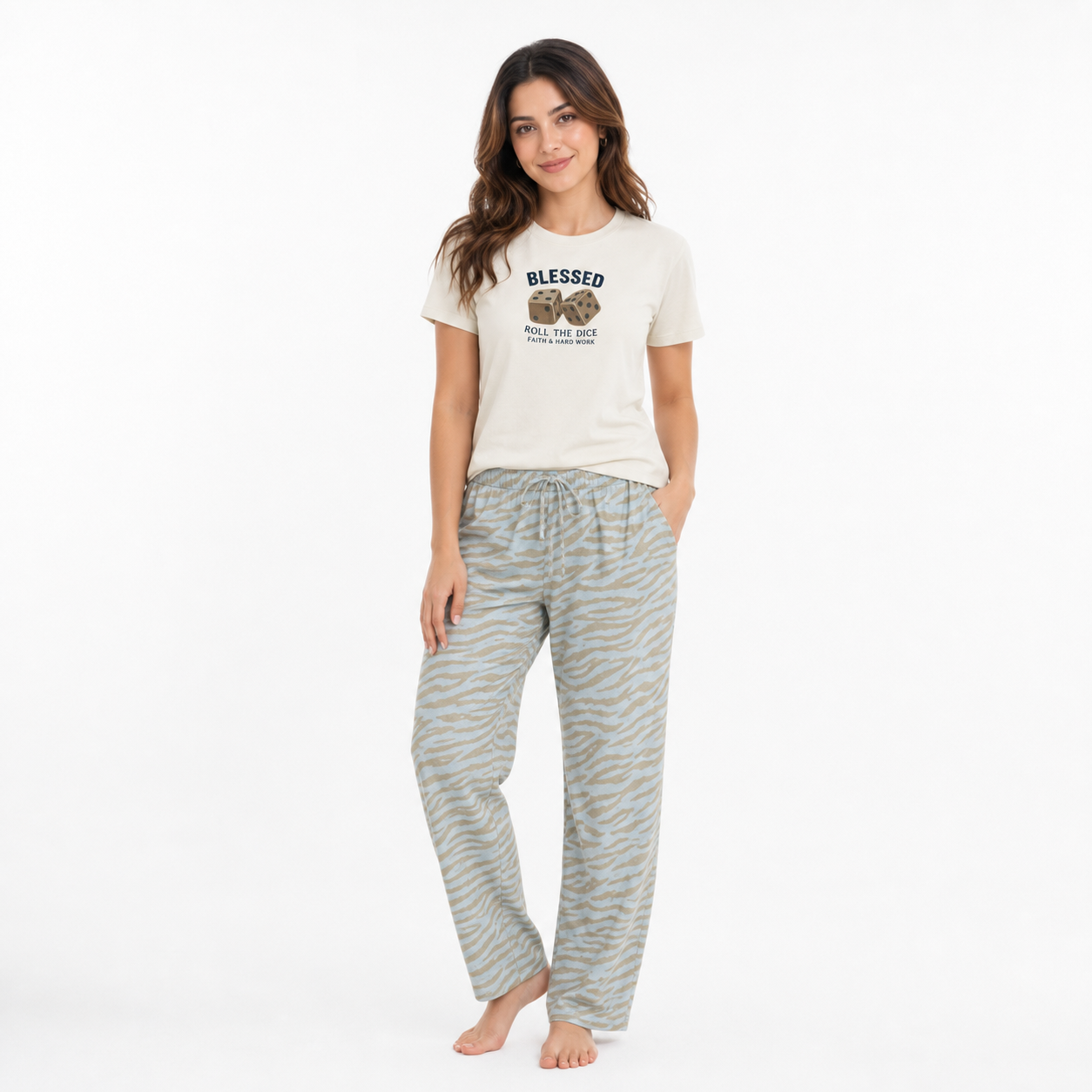 Crew Neck C/Jersey Pajama Set  0109-Multi