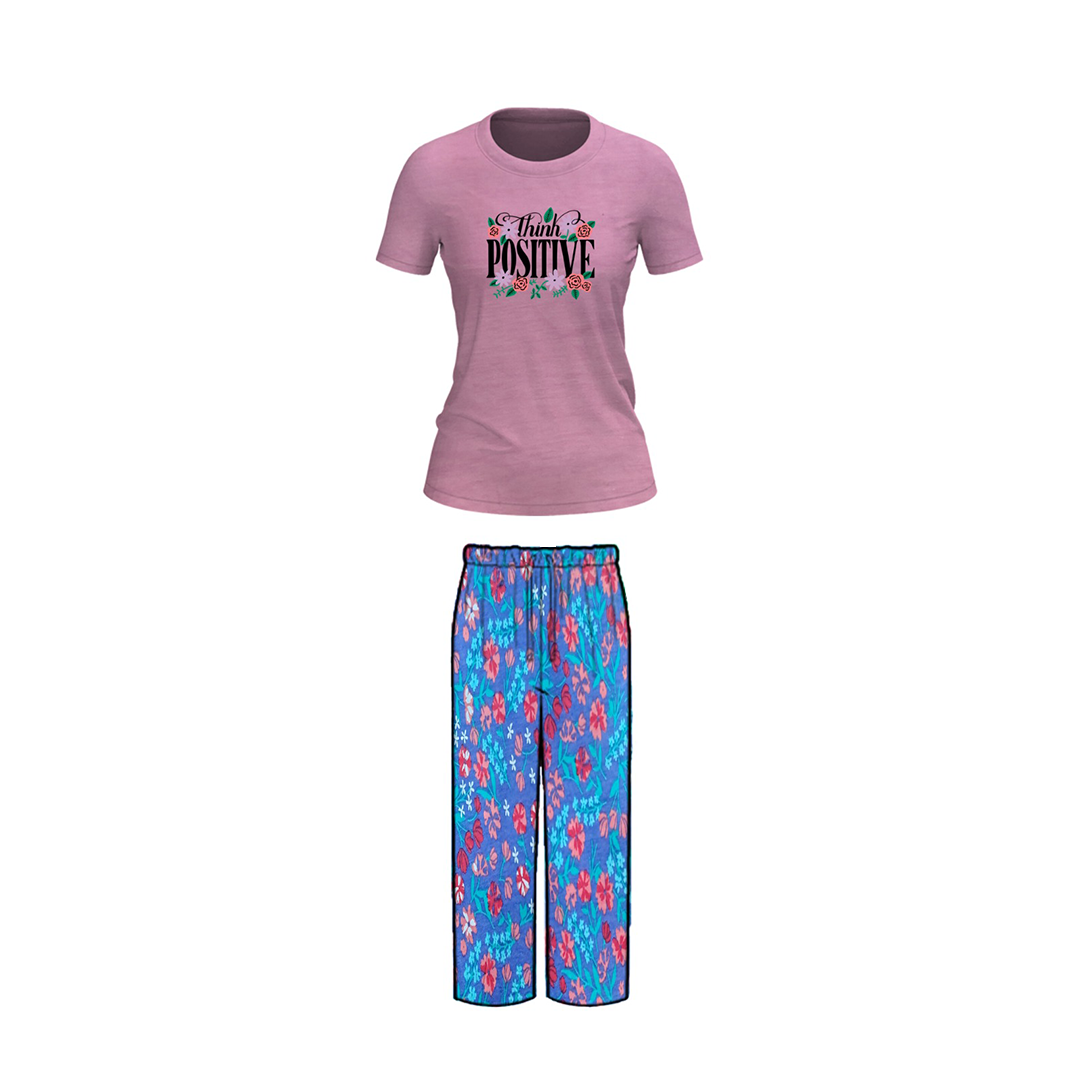Belleza Crew Neck C/Jersey Pajama Set  0110-Multi