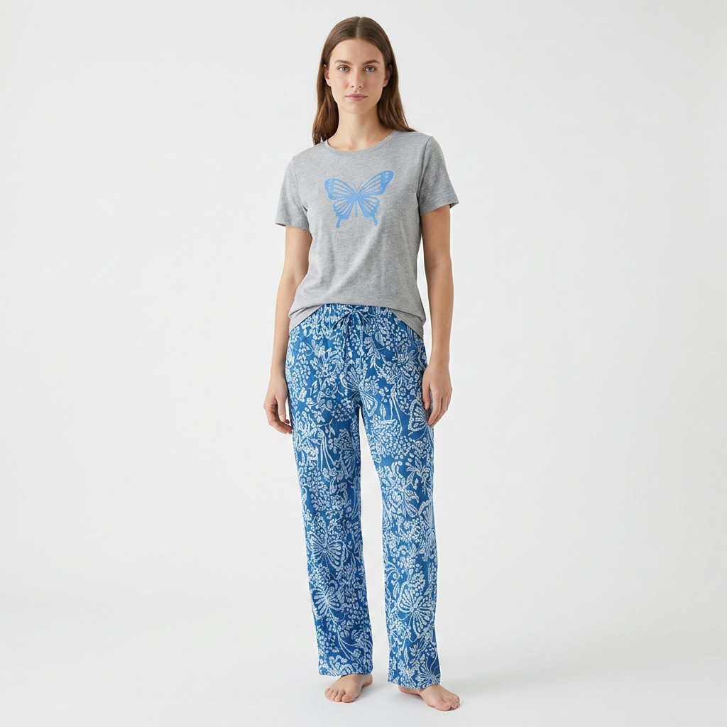 Belleza Crew Neck C/Jersey Pajama Set  0111-Multi