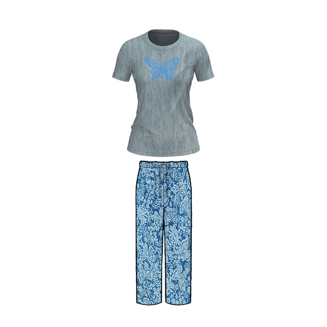 Crew Neck C/Jersey Pajama Set  0111-Multi