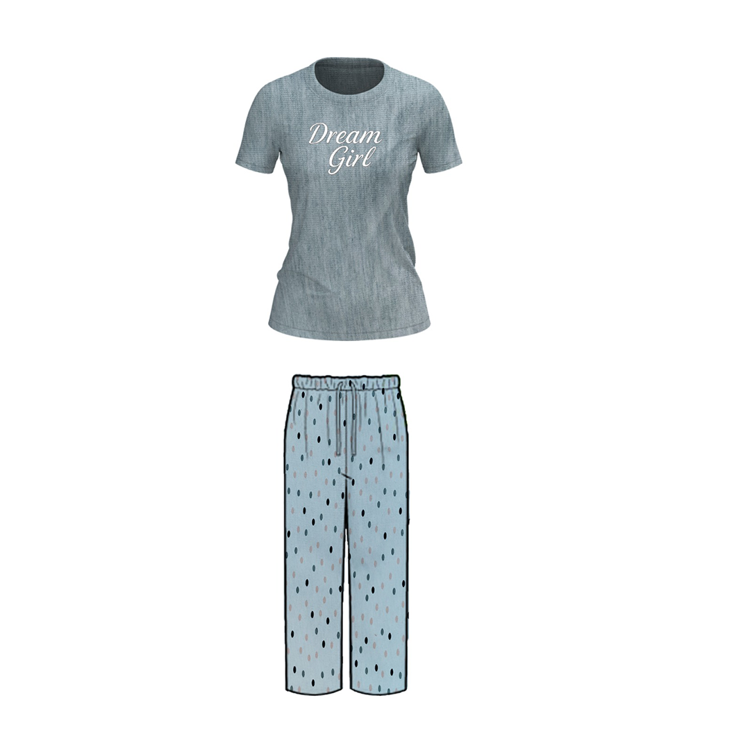 Belleza Crew Neck C/Jersey Pajama Set  0114-Multi