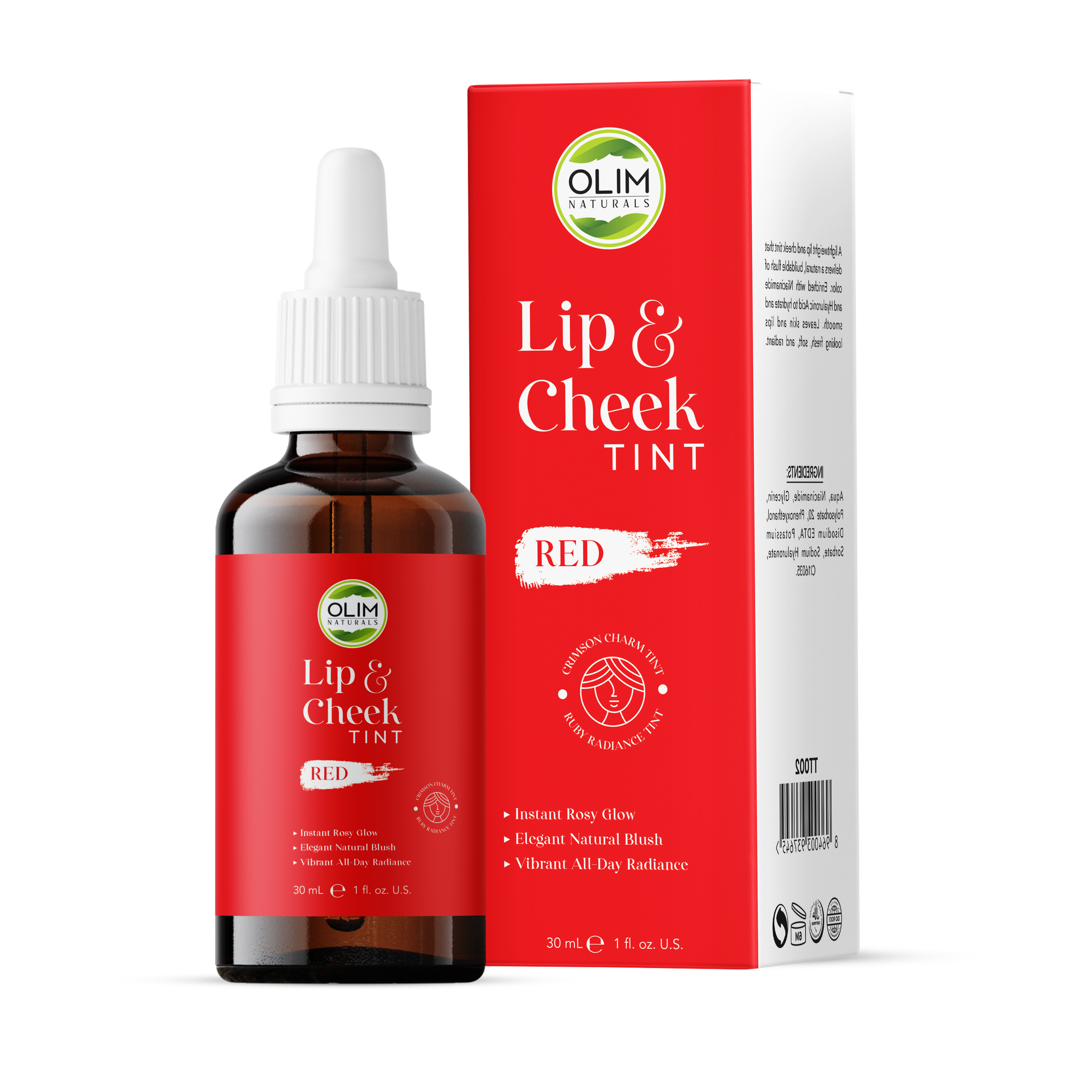 Lip & Cheek Tint Red | Olim Naturals Hydrating Niacinamide Tint