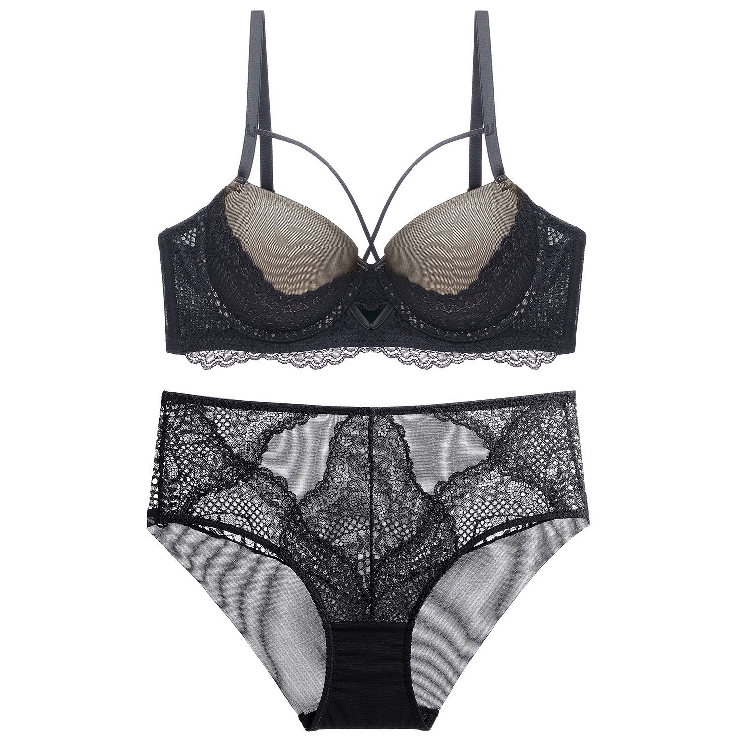 French Lace Splicing Hollow-out Sexy Bra Set