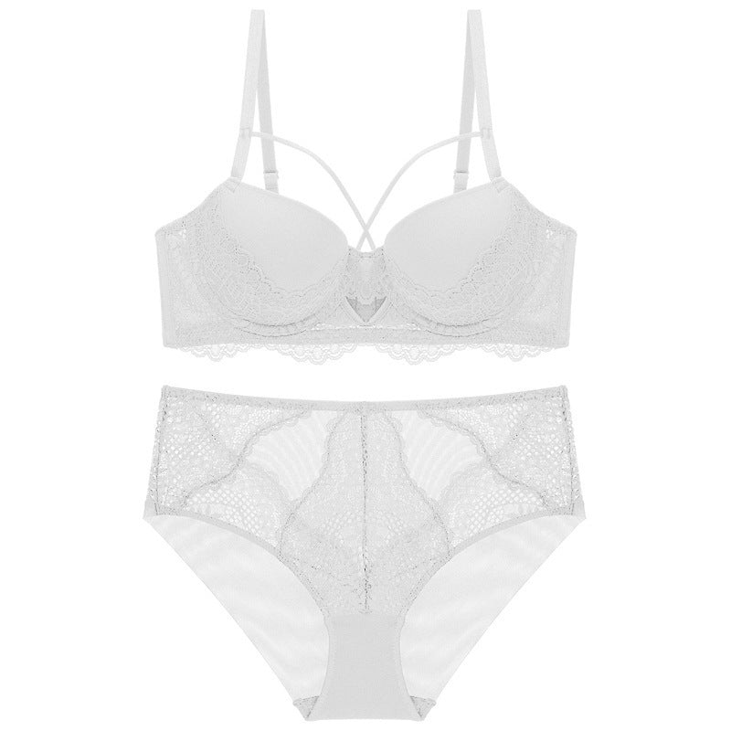 French Lace Splicing Hollow-out Sexy Bra Set