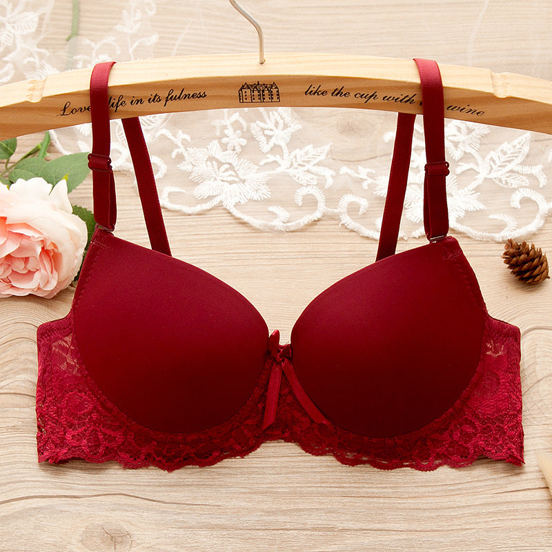 Bra Small Chest Gathered Bra With Underwire (Bra Set)