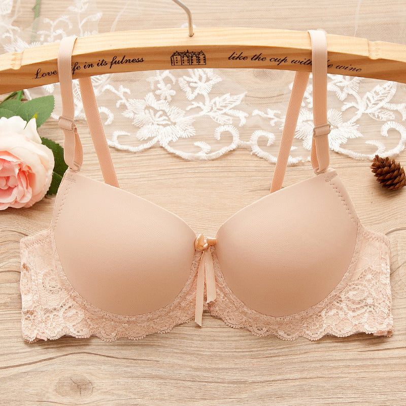 Bra Small Chest Gathered Bra With Underwire (Bra Set)