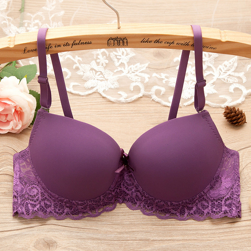 Bra Small Chest Gathered Bra With Underwire (Bra Set)