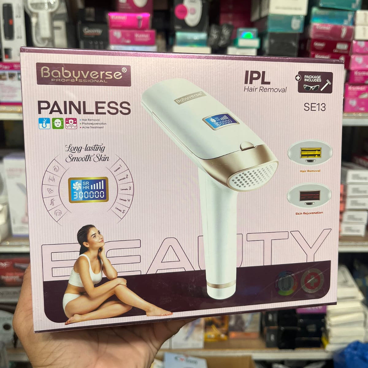 Babyverse Professional IPL Hair Removal Device SE13 – Painless 300000 Flashes with Skin Rejuvenation