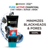 Garnier skinactive 3 in 1 charcoal pure active bleackhead foam 100ml Garnier  