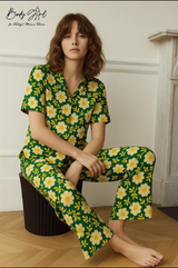 Body Girl Green & Yellow Daisy Floral Pajama Set – Fresh & Cheerful Women’s Nightwear Bodygirl  