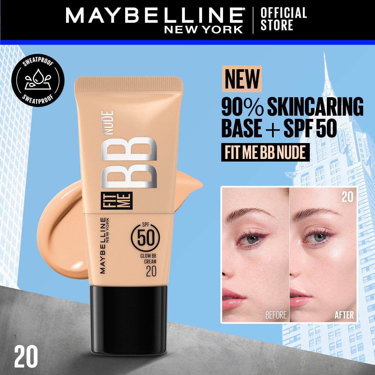 Maybelline New York - Fit Me Nude BB Cream Natural Dewy Look + Spf 50,  20