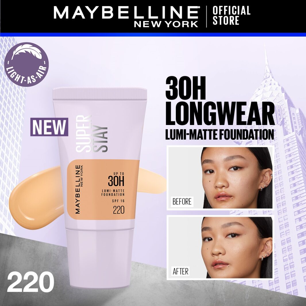 Maybelline New York - Superstay Lumi Matte Liquid Foundation With Spf-16, 30H Weightless Longwear, 18Ml, (Shade 220)