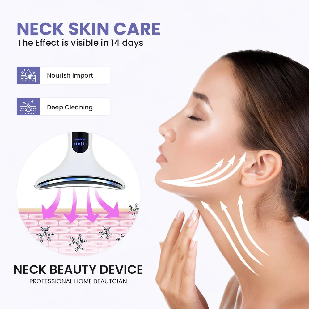 3-in-1 Neck & Face Lifting Massager – Red Light Therapy, Heat & Vibration for Anti-Aging & Skin Tightening