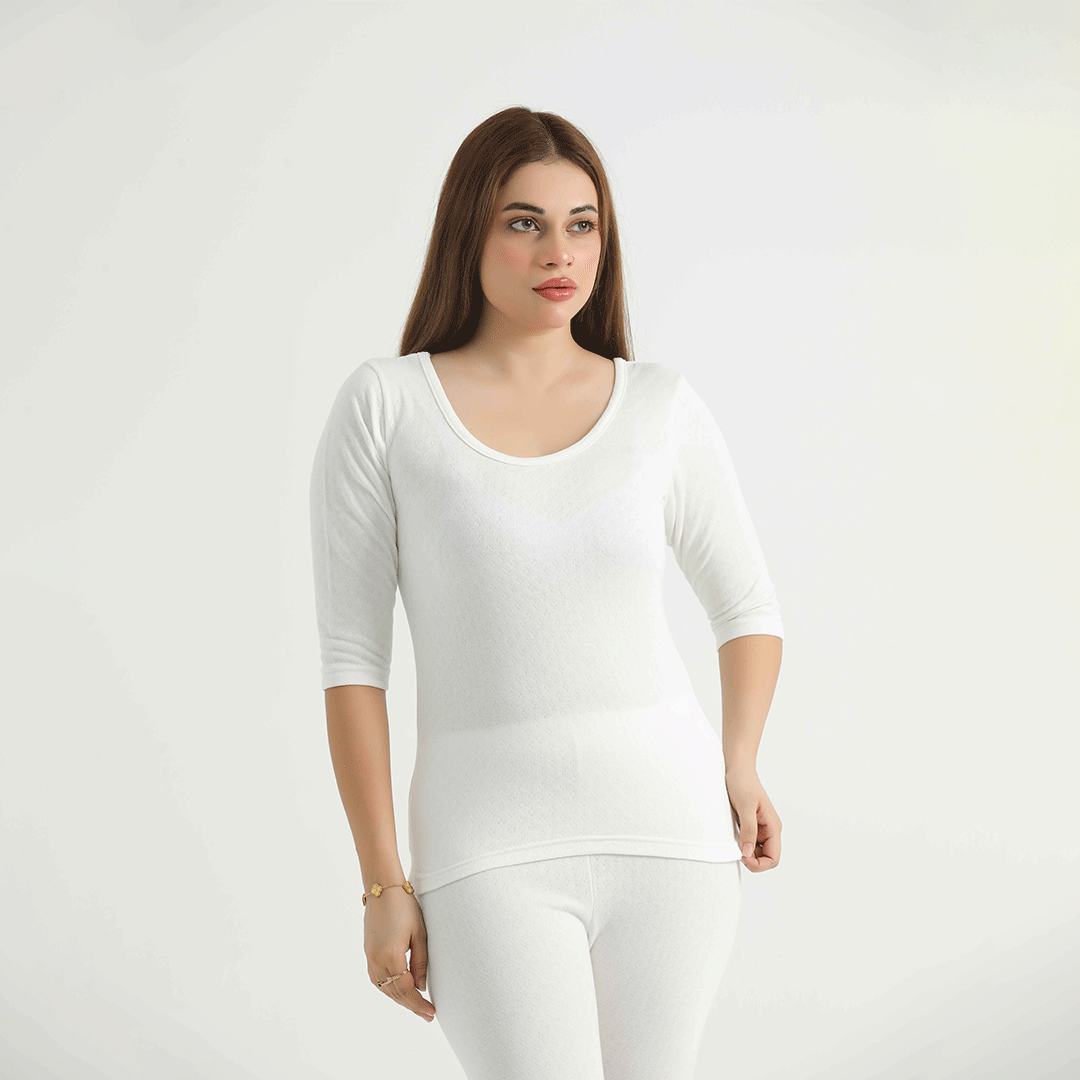Belleza Lingerie Thermal Sleeve Shirt - White