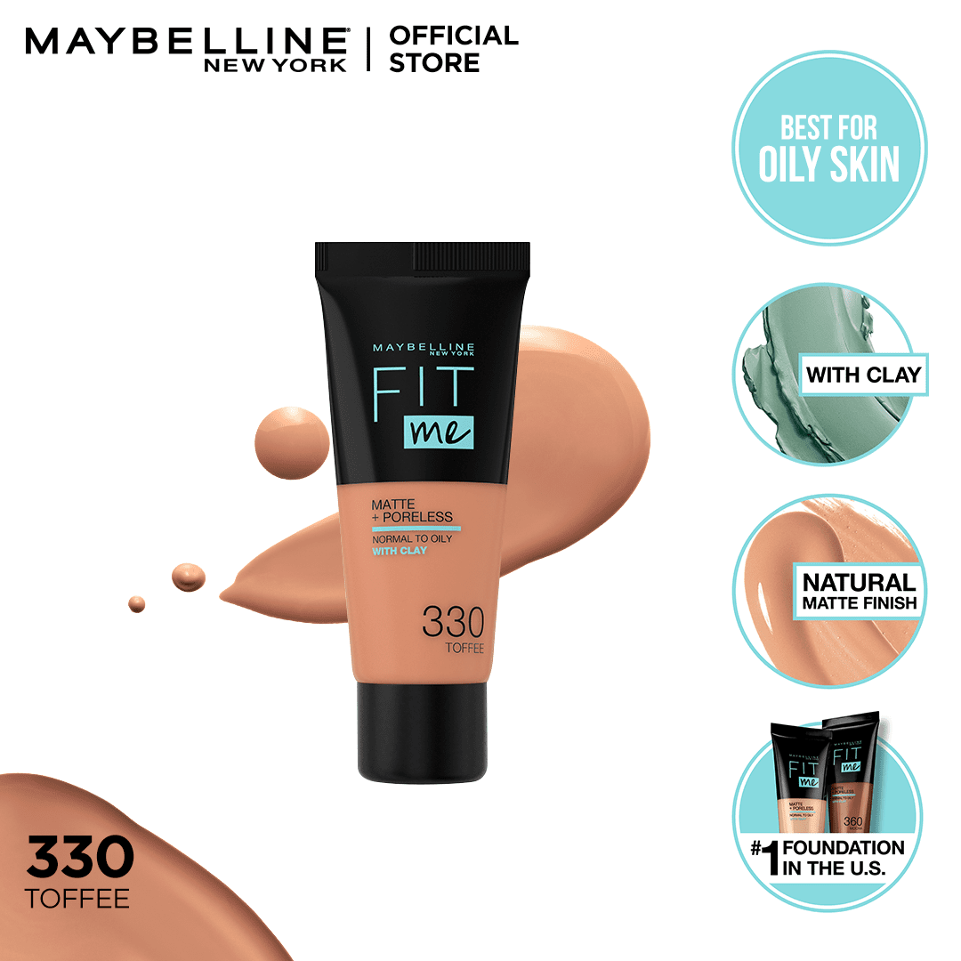 Maybelline New York-- Fit Me Matte & Poreless Liquid Foundation -- 330 Toffee -- For Normal to Oily Skin