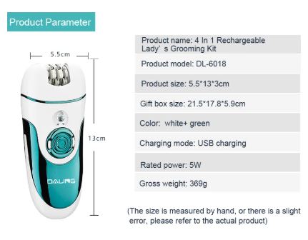 Epilator 4-In-1 Multi-Functional Rechargeable Ladies’ Grooming Kit