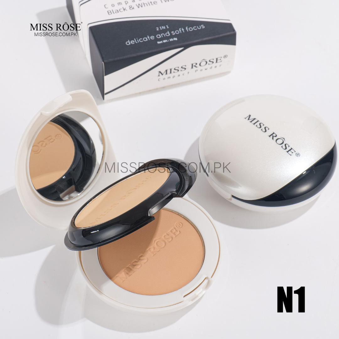 Miss Rose Black & White Two-Tone compact Powder