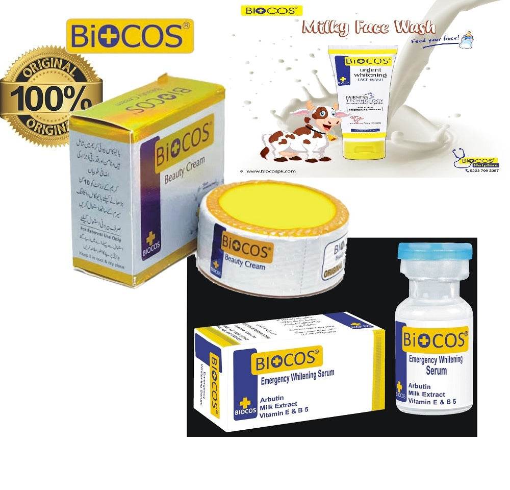 Pack Of 3 Biocos Cream,Face Wash and Serum