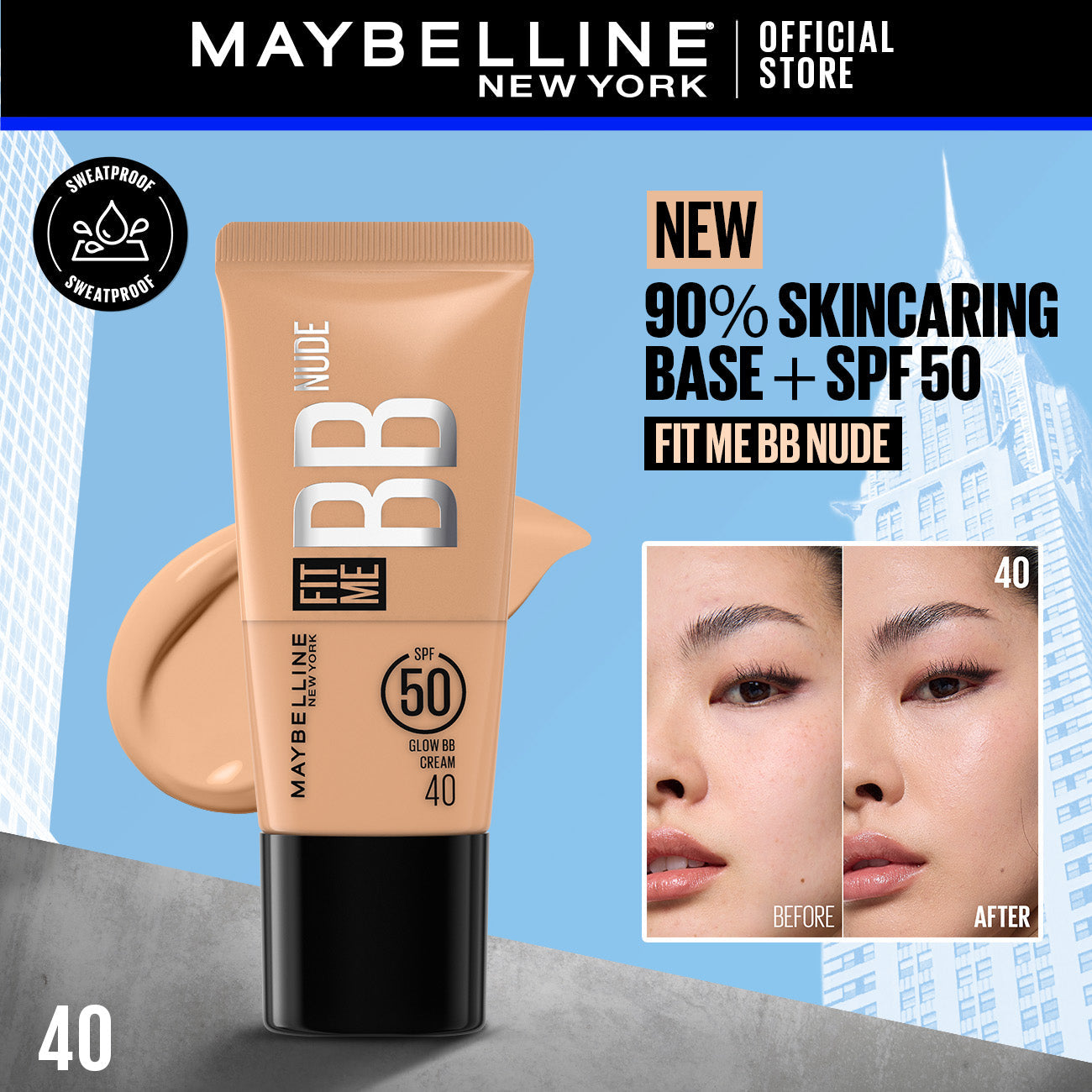 Maybelline New York - Fit Me Nude BB Cream Natural Dewy Look + Spf 50,  40