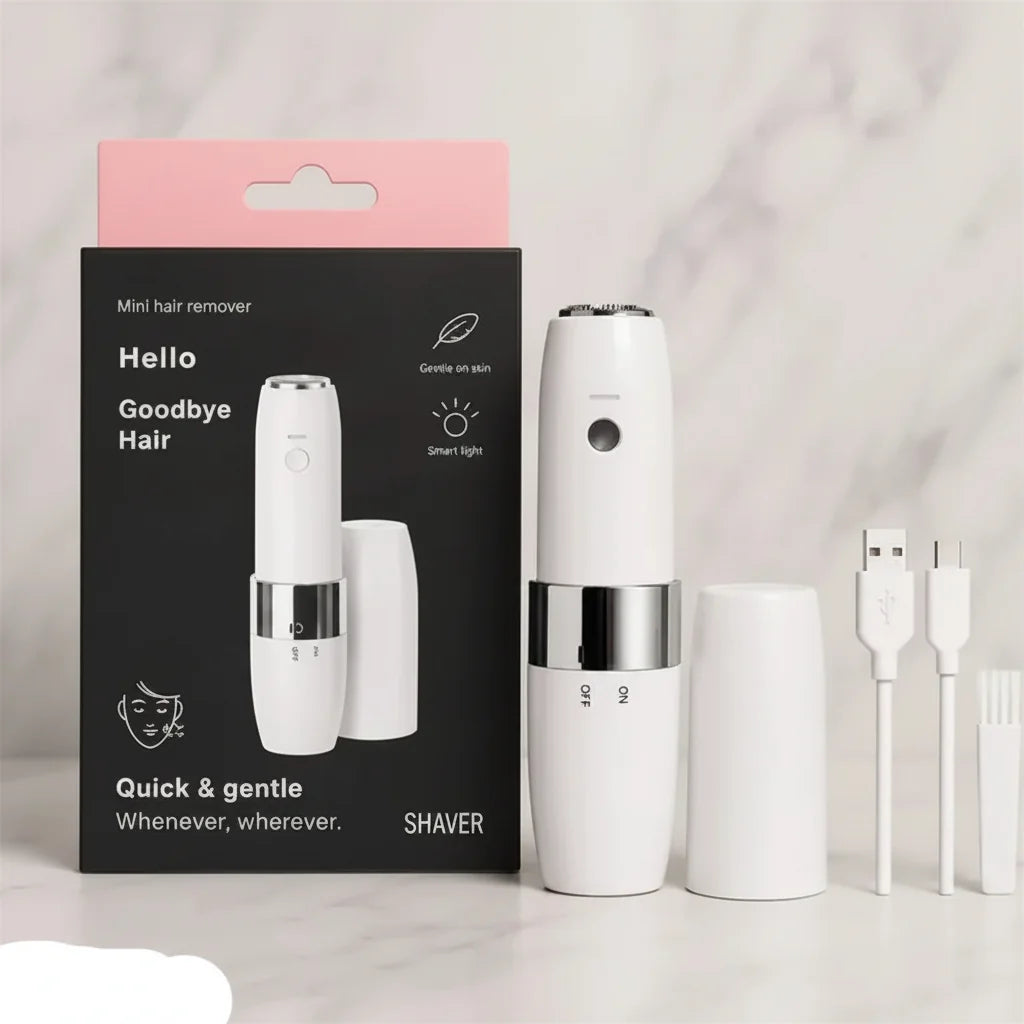 Mini Facial Hair Remover for Women - Painless Electric Face & Eyebrow Shaver