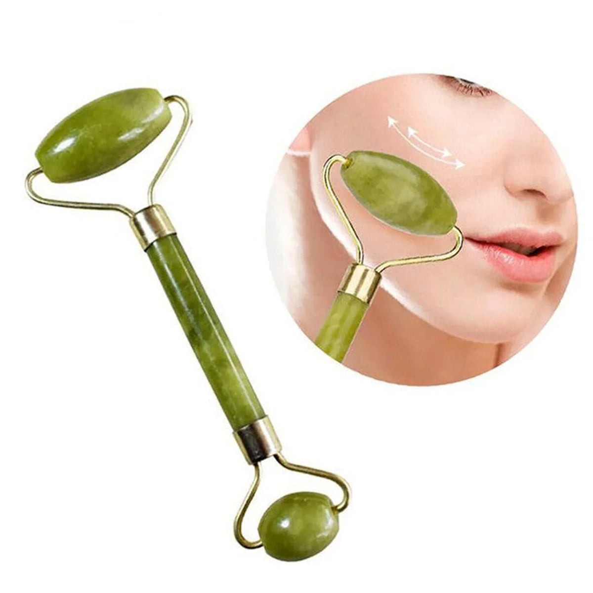 3-in-1 Green Jade Facial Roller, Ridged Roller & Gua Sha Set.