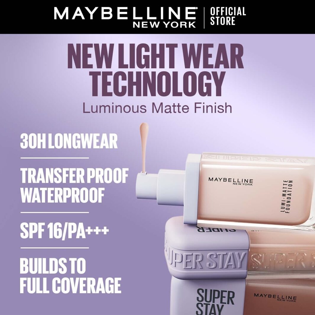 Maybelline New York - Superstay Lumi Matte Liquid Foundation With Spf-16, 30H Weightless Longwear, 18Ml, (Shade 220)