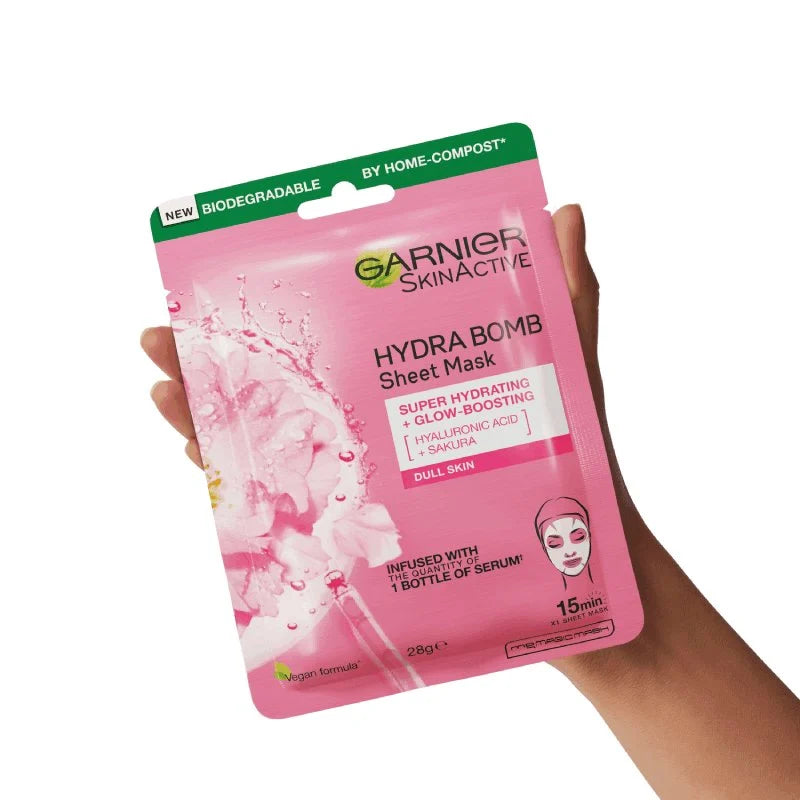 Garnier Skin Active Hydra Bomb Sakura Tissue Face Mask, Hydrating And Glow Boosting 28G