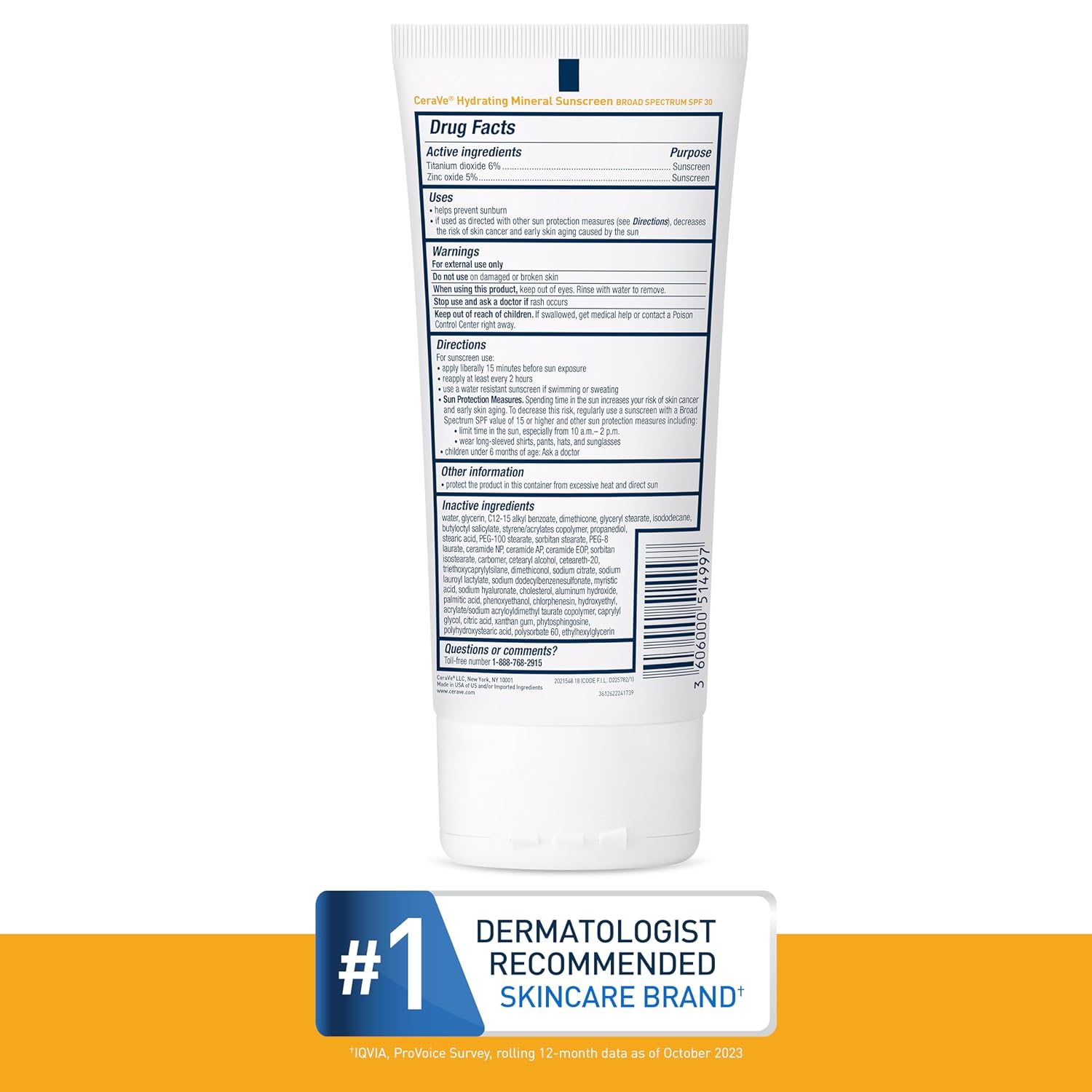 Cerave SPF30 Hydrating Sunscreen 5Oz