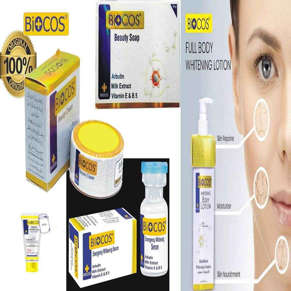 Pack Of 5 Biocos Cream,Soap Serum,Biocos Body Lotion & Bio Face Wash