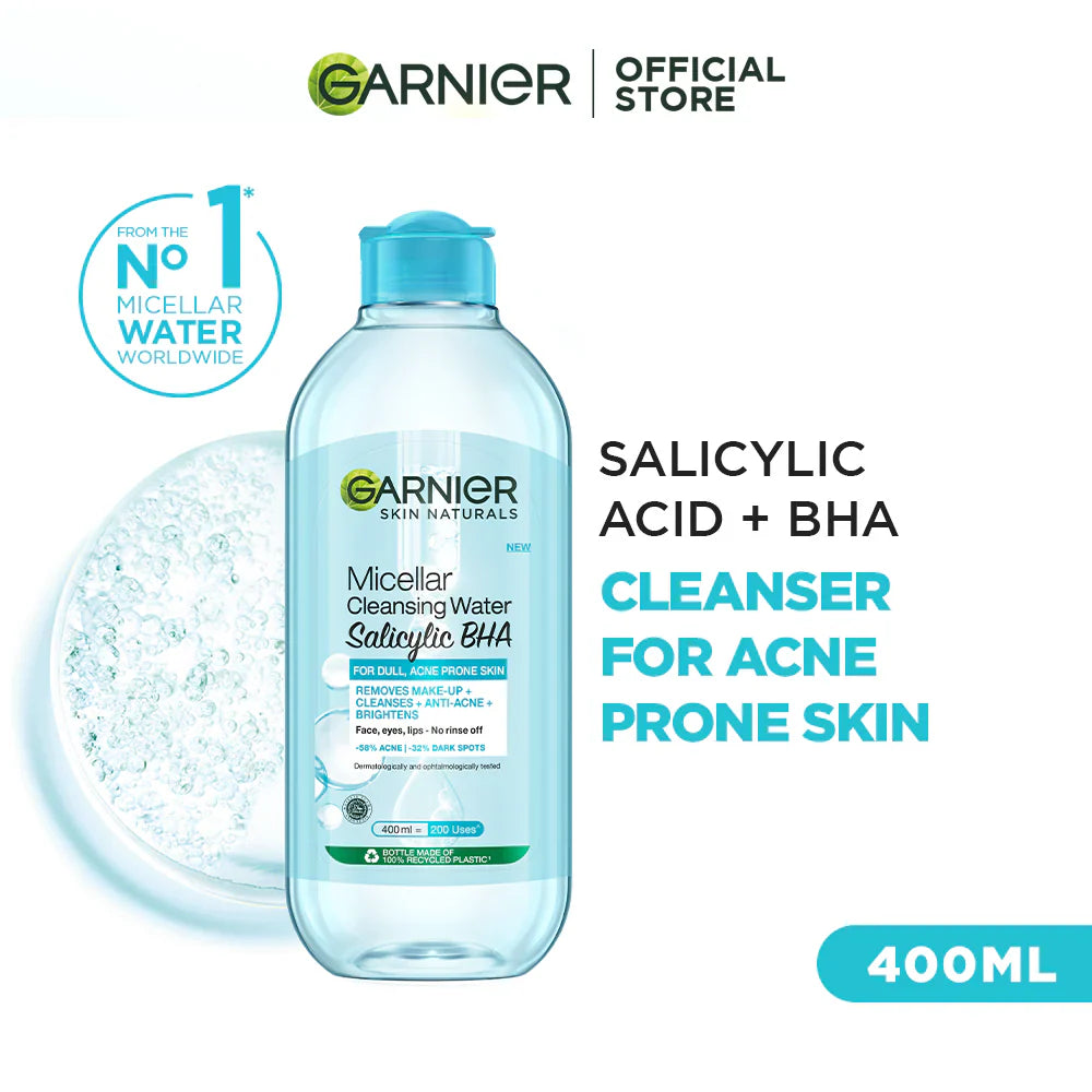 Garnier Salicylic + BHA Micellar Cleansing Water for Acne Prone Skin - 400ml