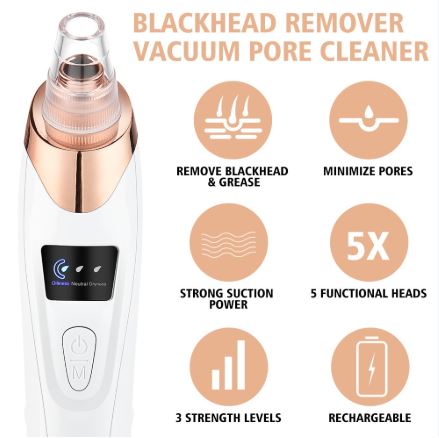 5-in-1 Blackhead Removal Machine Rechargeable Pore Vacuum Cleaner & Acne Remover