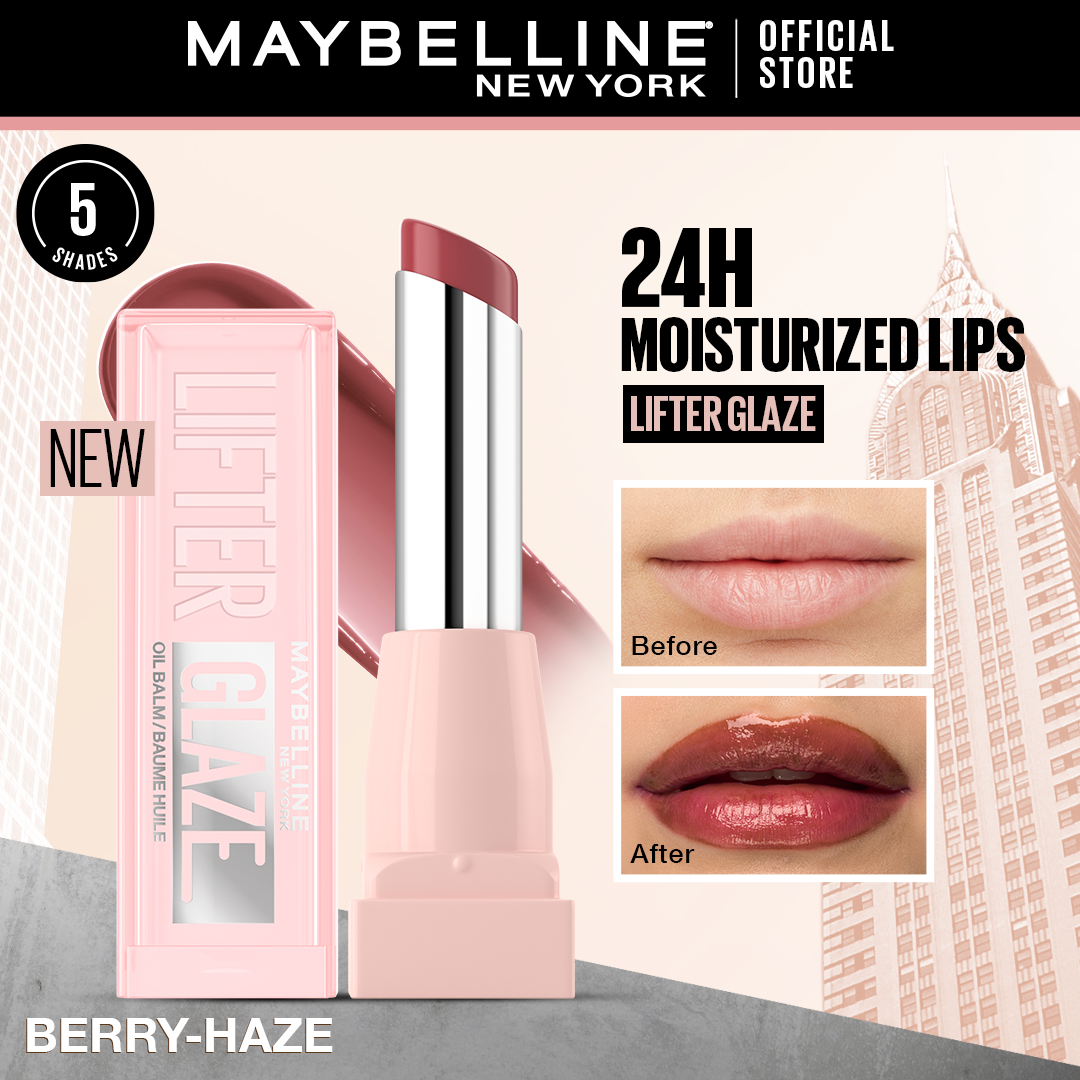 Maybelline New York - Tinted Lip Oil Balm with cherry extract - 24Hr Hydrated Lips Lifter Glaze 007 Berry Haze
