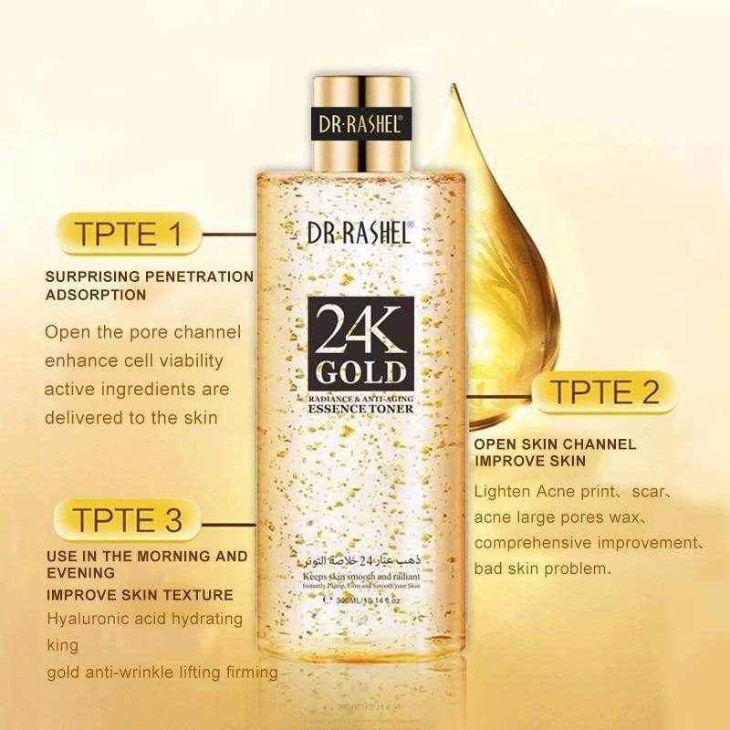 Dr Rashel 24K Gold Radiance & Anti Aging Essence Toner - 300ml DRL-1478