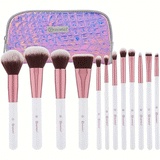 BH Cosmetic Multi Fish Skin Zipper Pouch Makeup Brushes Set (Pack of 12) BH Cosmetics  