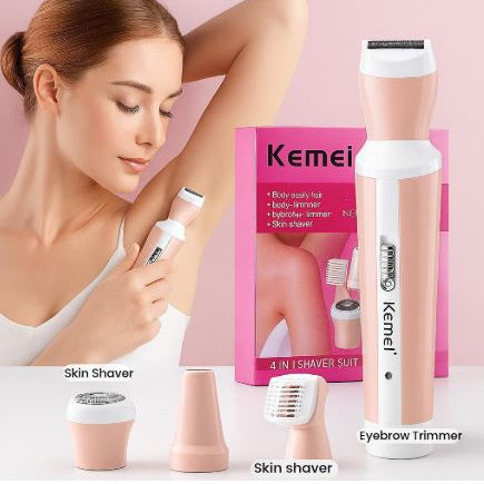 Kemei 4 in 1 Electric Rechargeale  Epilator & Shaver Suit for Women