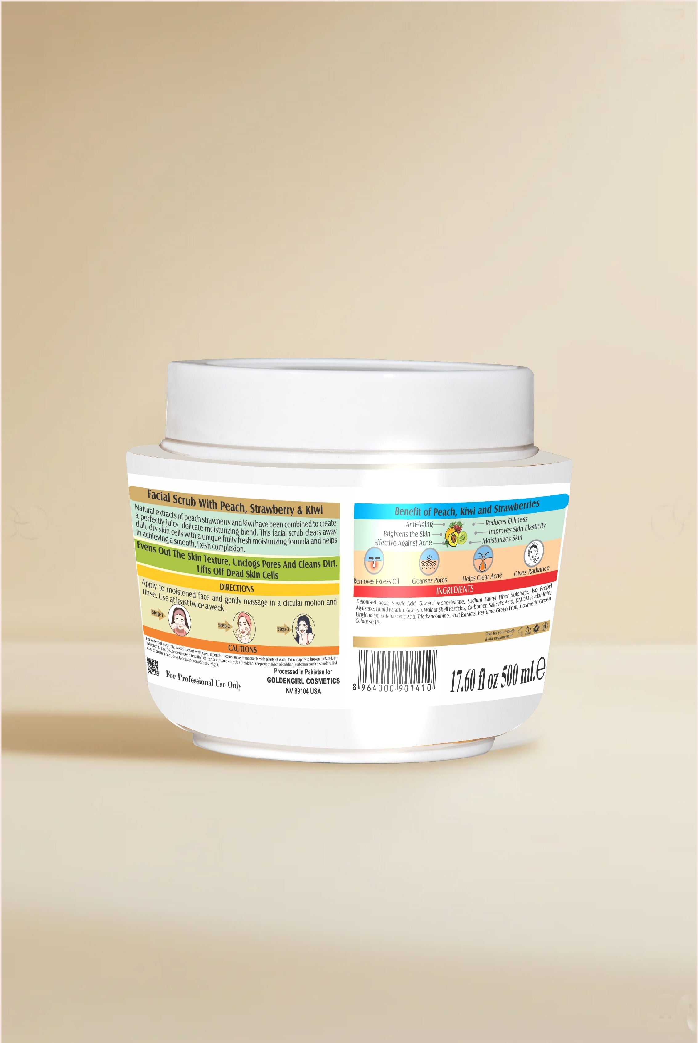 Facial Scrub with Peach, Strawberry, and Kiwi