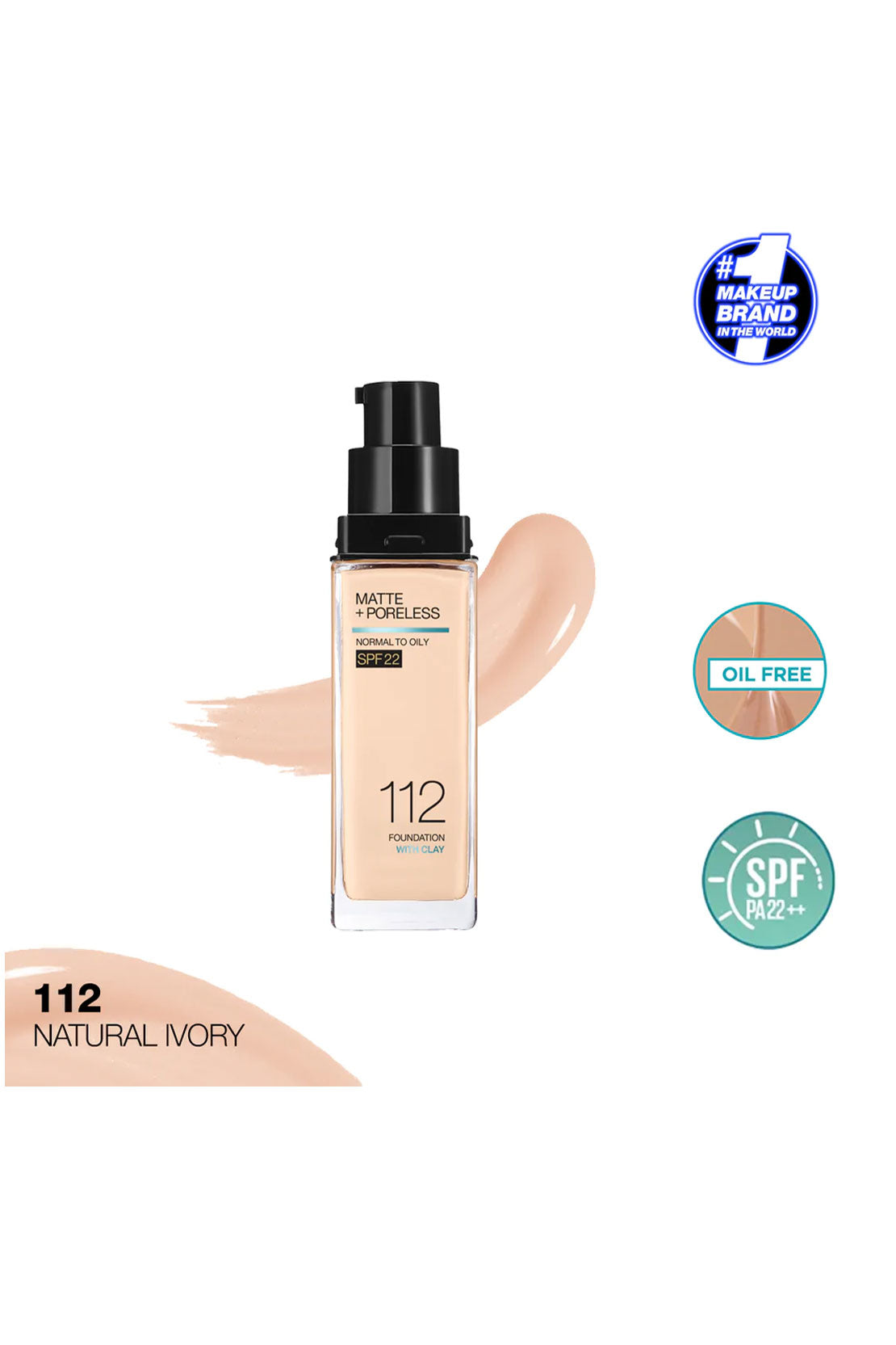 Maybelline Fit Me Matte + Poreless Liquid Foundation SPF 22 - 112 Natural Ivory 30ml