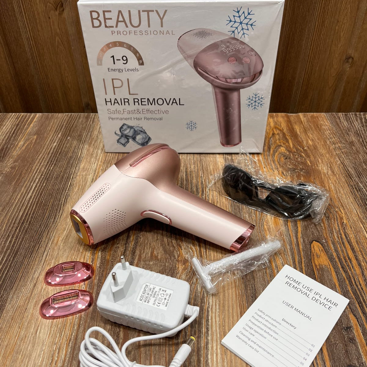 Beauty Professional IPL Laser Hair Removal Device for Women & Men | At-Home Permanent Painless Hair Remover with Ice Cooling Technology | 999,999 Flashes Quartz Light & Dual Precision Clips